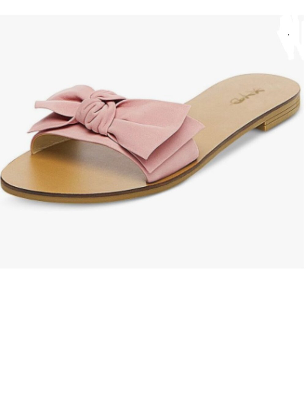 XYD Pink Cute Low Heel Bows Slippers Slide Sandals Slip On Clogs Open Toe Mules